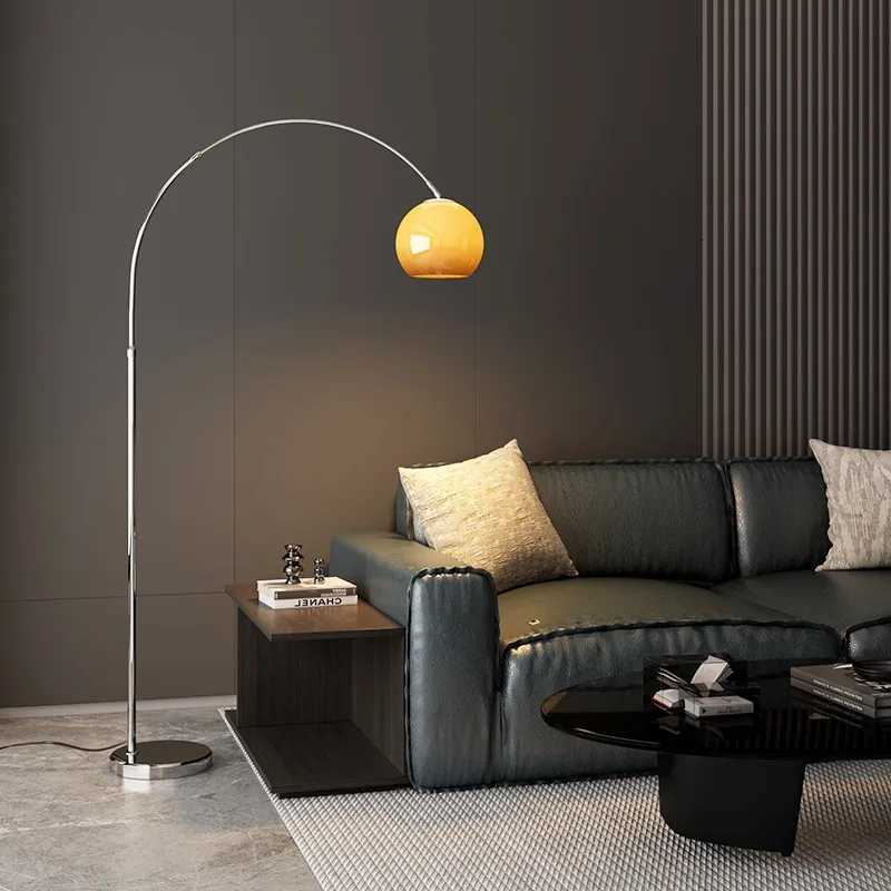 Mushroom-shaped fishing lamp floor lamp placed beside the sofa in the livingroom and a vintage Bauhaus floor lamp in the bedroom M251119