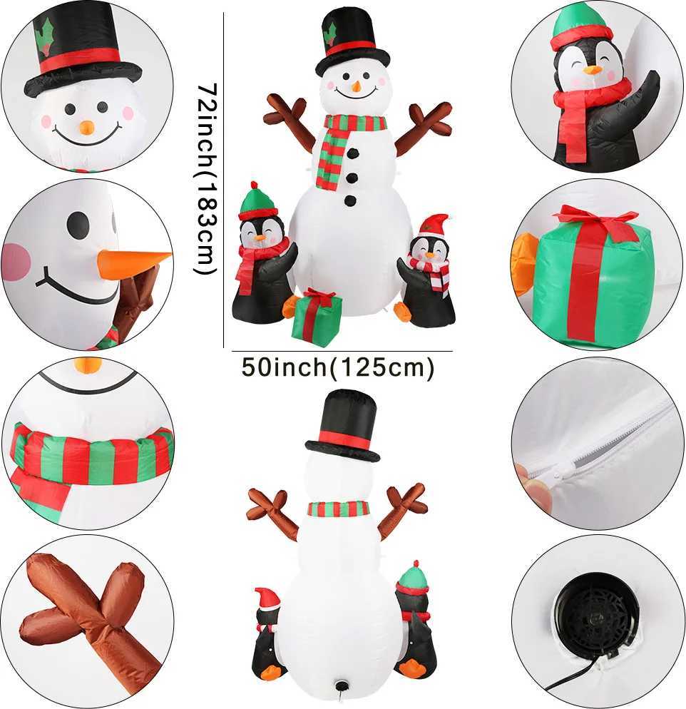 OurWarm 6ft Christmas Inflatables Christmas Decor Outdoor Inflatable Snowman Penguin Blow Up Decor with Rotating LED Lights G251119