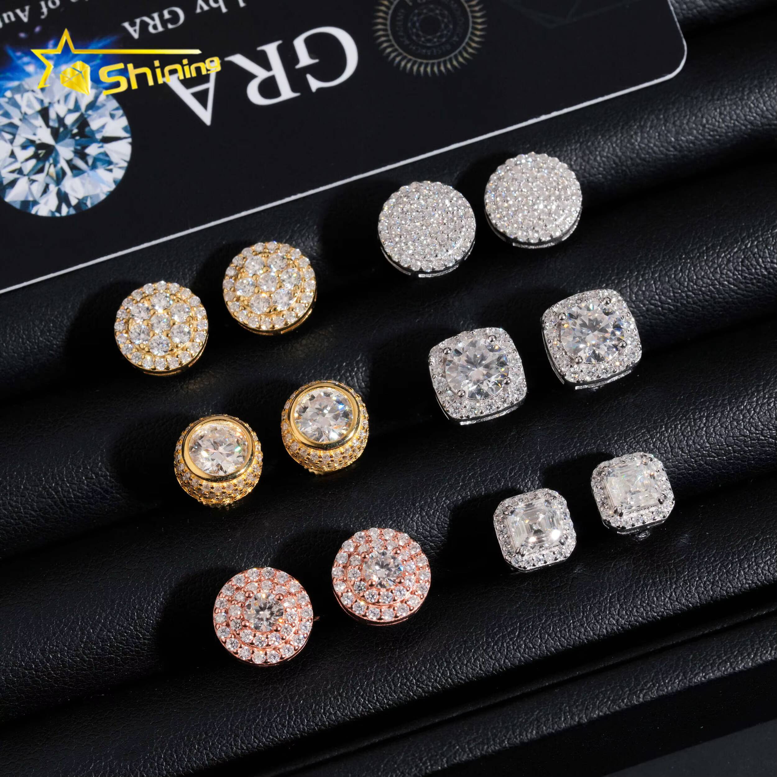 Factory Price High Quality 925 Sterling Silver VVS Moissanite Earrings Fine Jewelry Custom Stud Earrings for Women