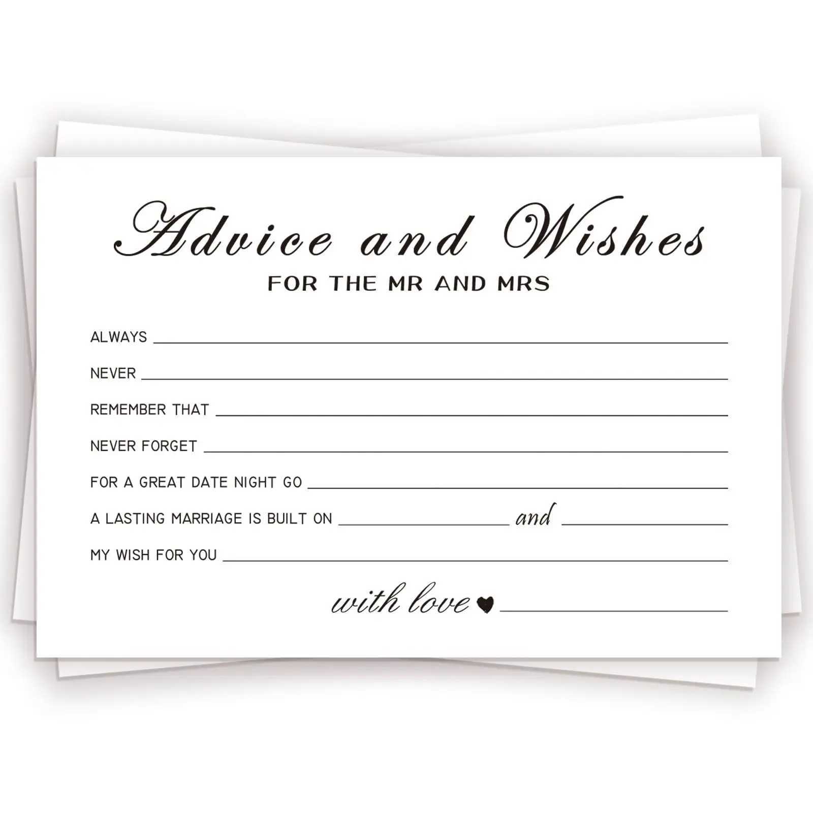 50Pcs Advice Cards Note Marriage Advice Reception Decor Wedding Well es Cards for Bride and Groom Newlyweds Bridal Shower G251119