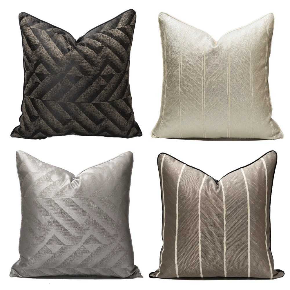 Black White Jacquard Luxury Throw Cushion Cover for Sofa Rectangle Linen Decor Cover for Living Room 18x18 20x20 InchM251119