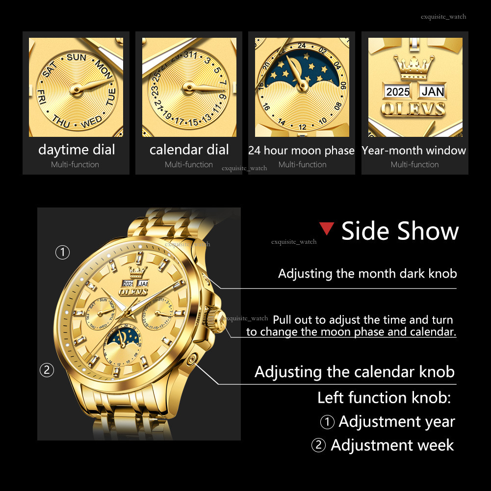 OLEVS Brand Designer Luxury Business Men's Outdoor Perpetual Calendar Multi-functional Mechanical Watch Fully Automatic Waterproof Men's Wat