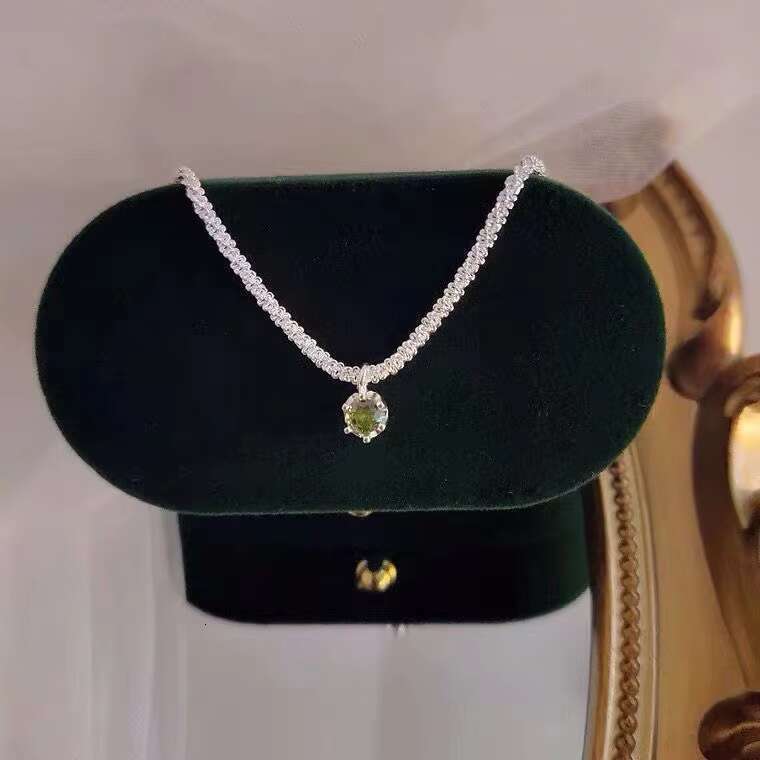 Glitter Emerald Pendant Gold Sier Bg Crystal Sparkle Twisted Rope Tennis Chain Necklace