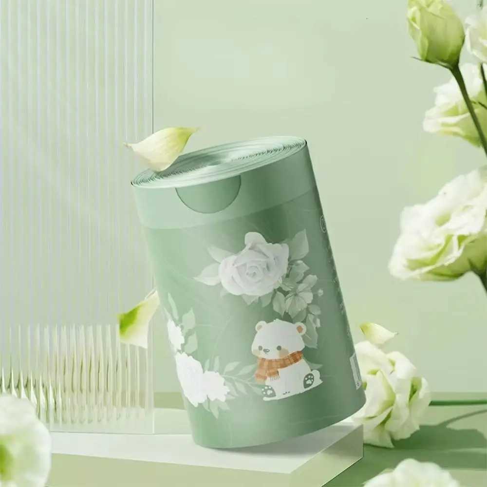 30pcs/rolls Not Easy To Break Drawstring Garbage Bag Thickened Material Portable Design Thickened Trash Bag Plastic C2511193