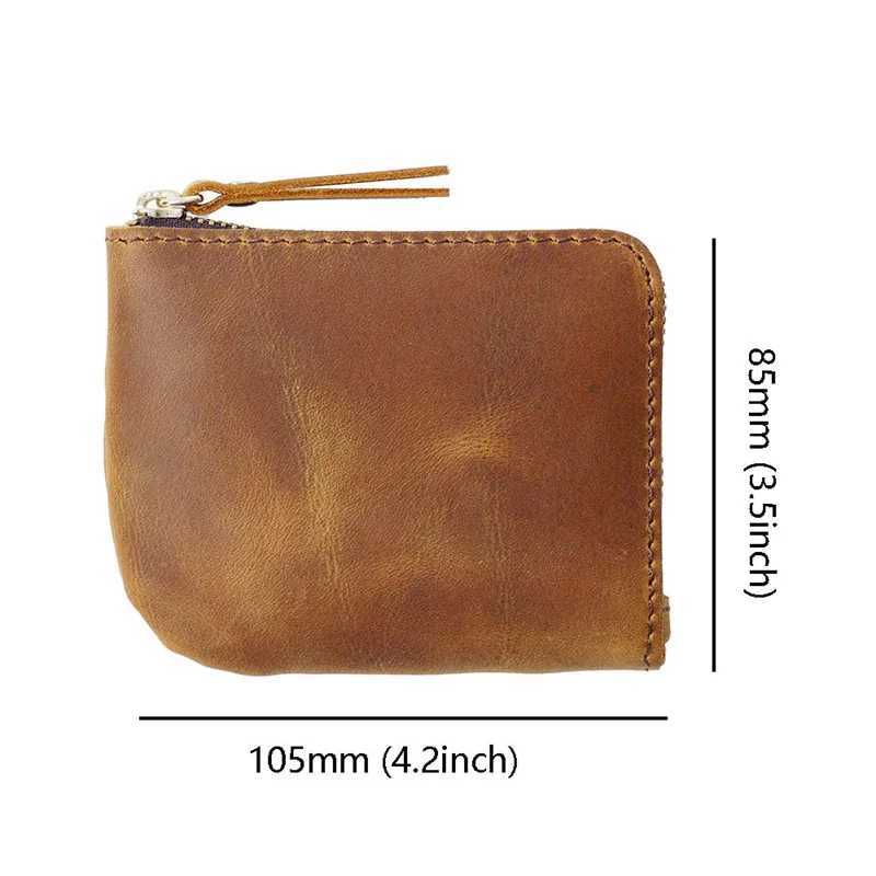 AIGUONIU Custom Wholesale Crazy Horse Genuine Leather Short Card Holder Men Wallet Retro Zipper Coin Pocket Wallet for MenT251119