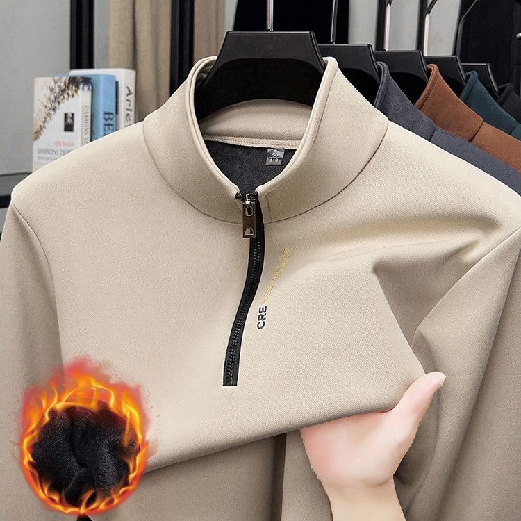 OLOEY 5A New Designer Sweatshirt Thickened Men's Half Zipper Hoodie for Autumn and Winter Casual Warmth, New High Collar Long Sleeve self-cultiva