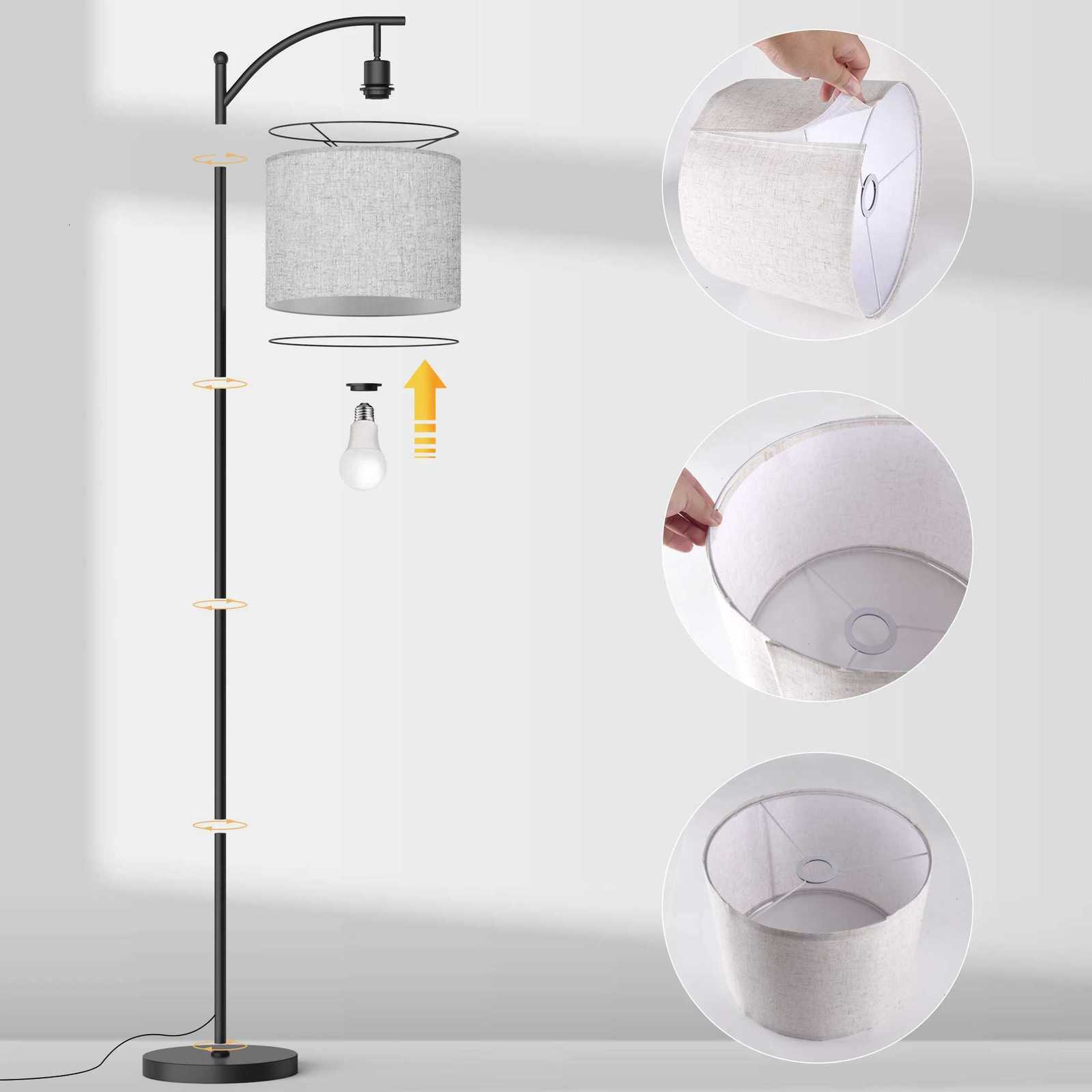 62 Arched Floor Lamp with Remote Control and Bulb Included M251119