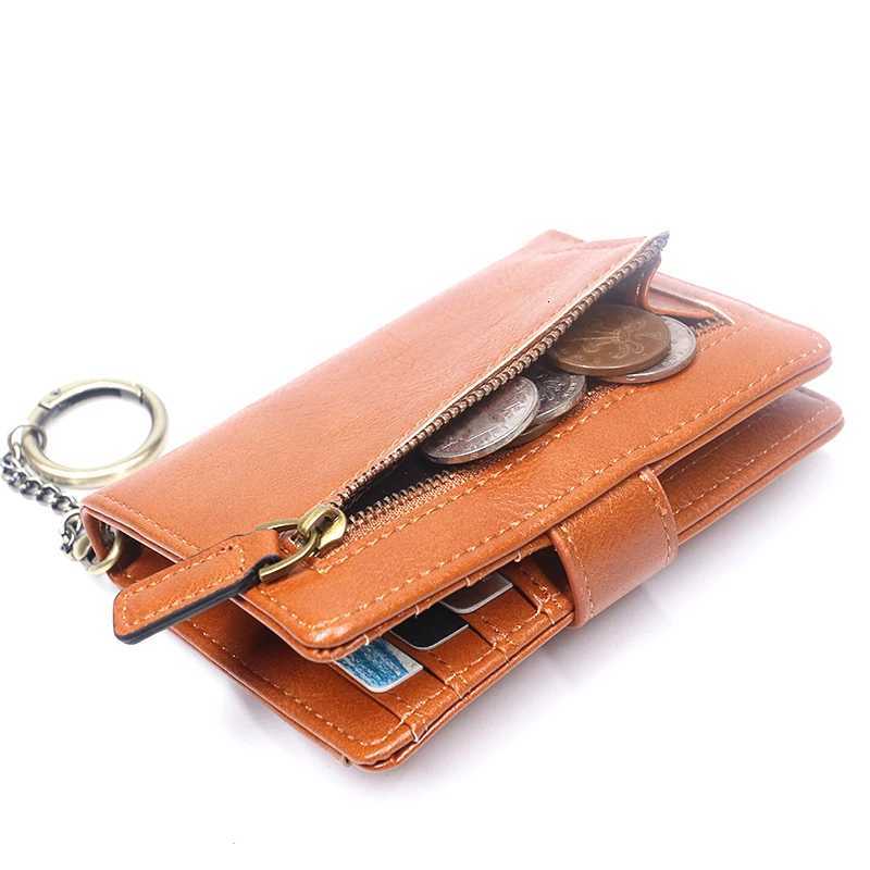 Fashion Leather Wallet For Women Retro Short Bifold Female Purse With Detachable Credit Card Holder Key Chain Zipper Coin PocketT251119