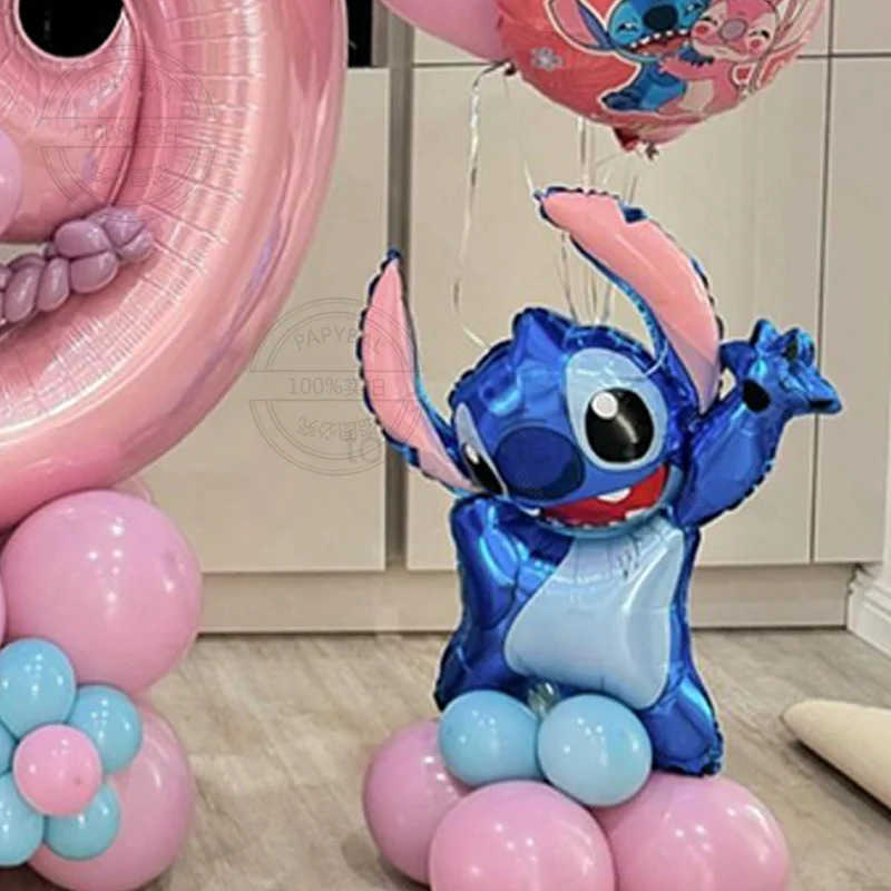 Disney 73pcs Disney Lilo Stitch Theme Wedding Balloon Garland Arch Kit Pink Number 1-9th Kids Birthday Party Decor Baby Shower Globos W20250419