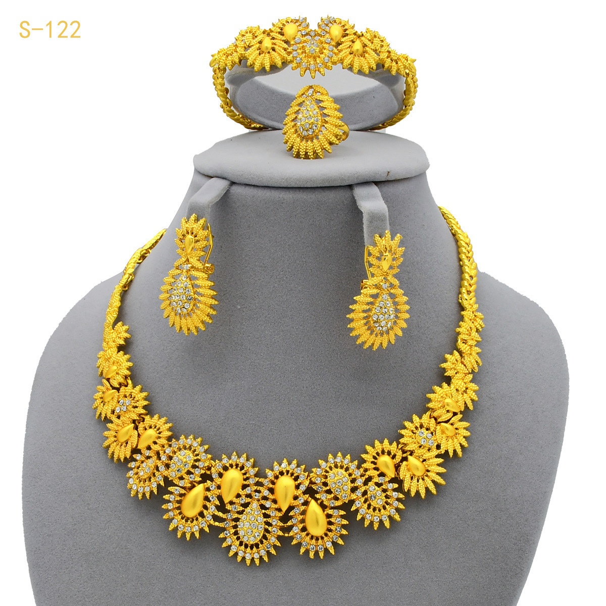 Latest Italian Womens Exquisite Jewelry Set Gold Womens Necklace Earrings African Big Jewelry Wedding Party Gift 241115