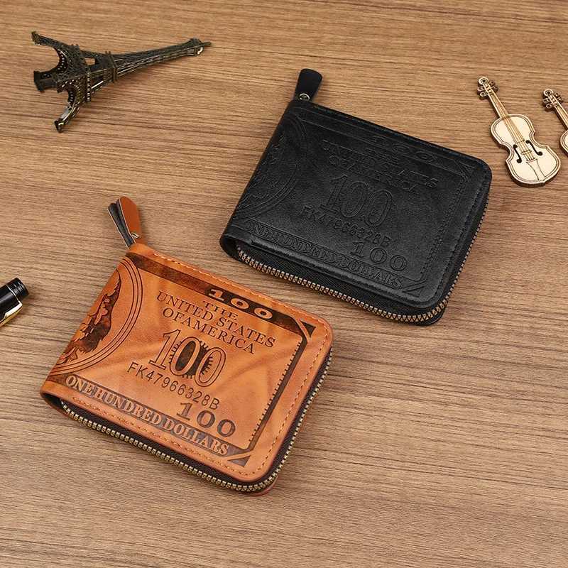 Leather Men Wallet 2024 Dollar Price Wallet Casual Clutch Money Purse Bag Credit Card Holder Fashion New Billetera HombreT251119