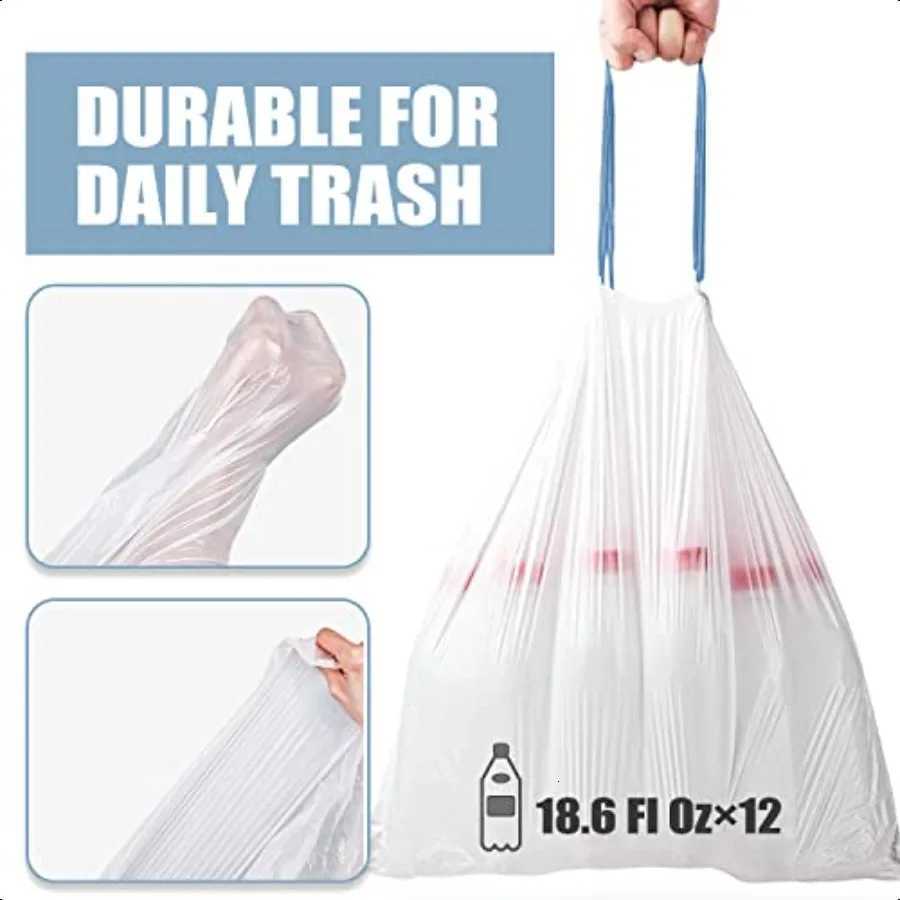 Small Trash Bags 4 Gallon Drawstring 4 Gallon Trash Bag TearFree 4 Gal Small Garbage Bags Separated Unscented White Small Trash C251119