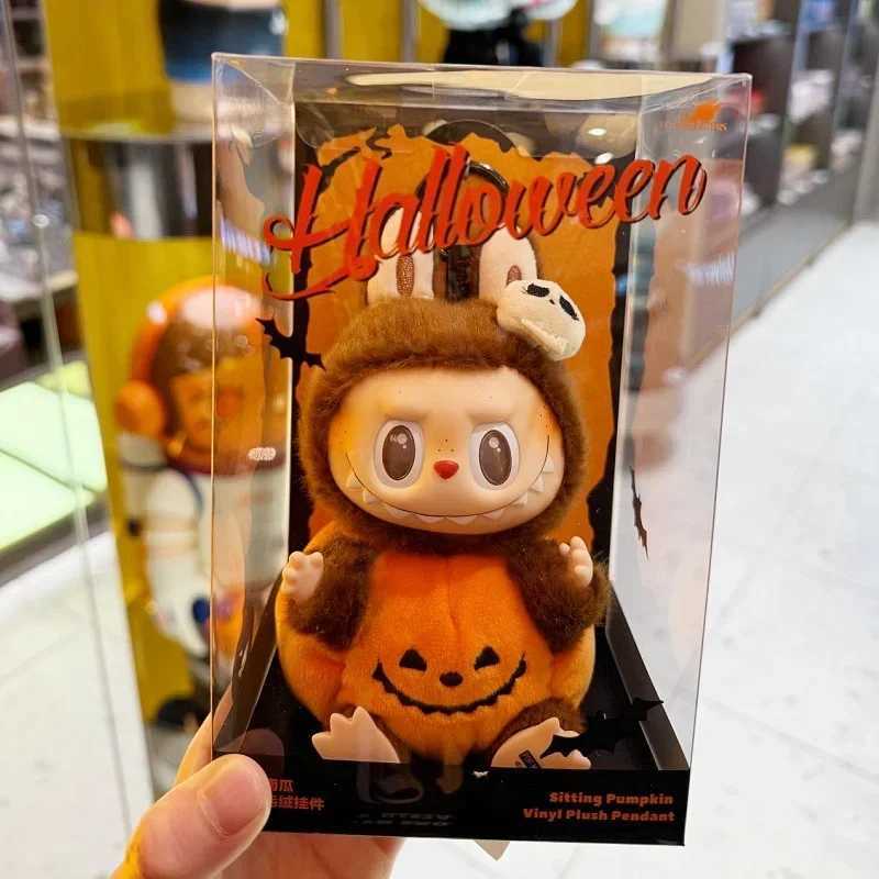 High quality Cute Monster Series Halloween Pumpkin Labubu Doll Toy Kawai Animated Character Model Keychain Festival Gift M250419