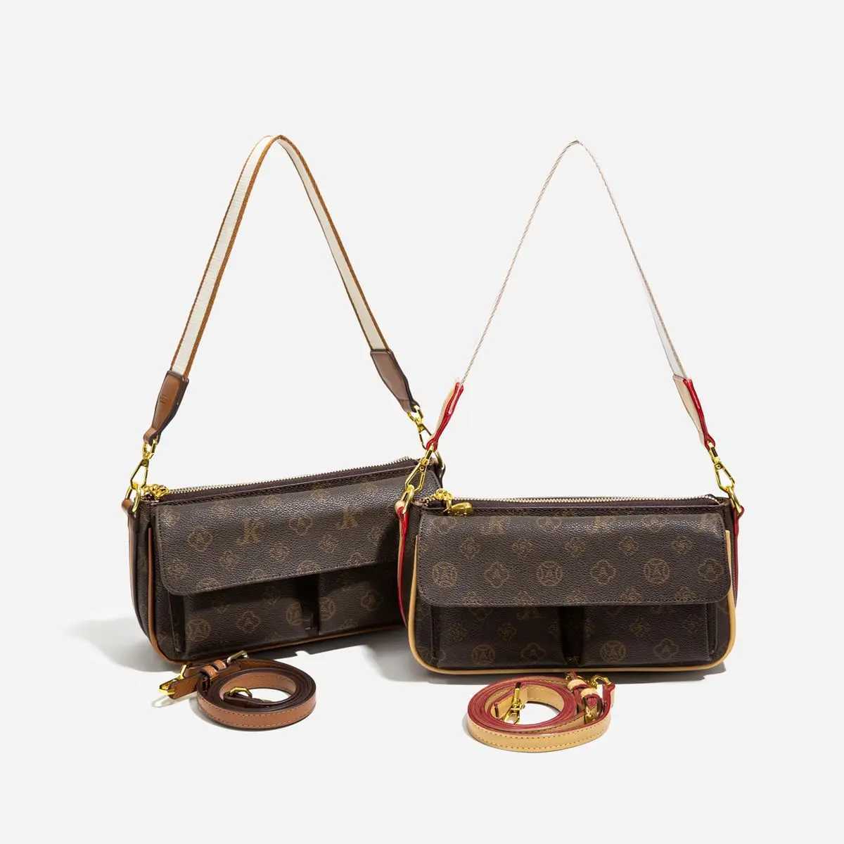 Womens Bags Genuine leather high-end handbag vintage flower shoulder crossbody small square bagW251119