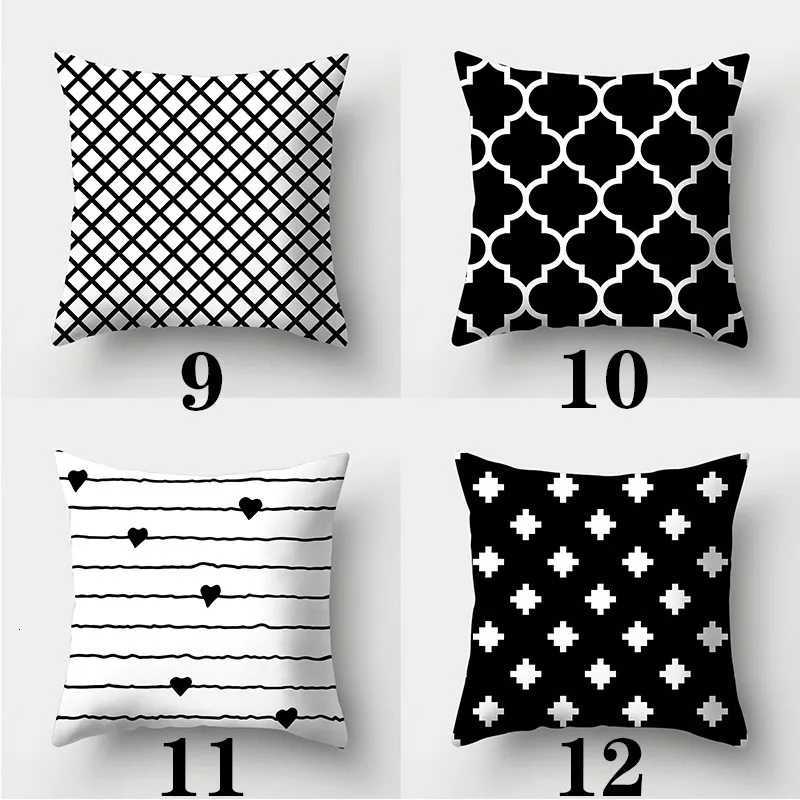 Home Decor Black and White case Square Sofa Striped Leaf Pattern Printed Cushion Cover 45x45cmM251119