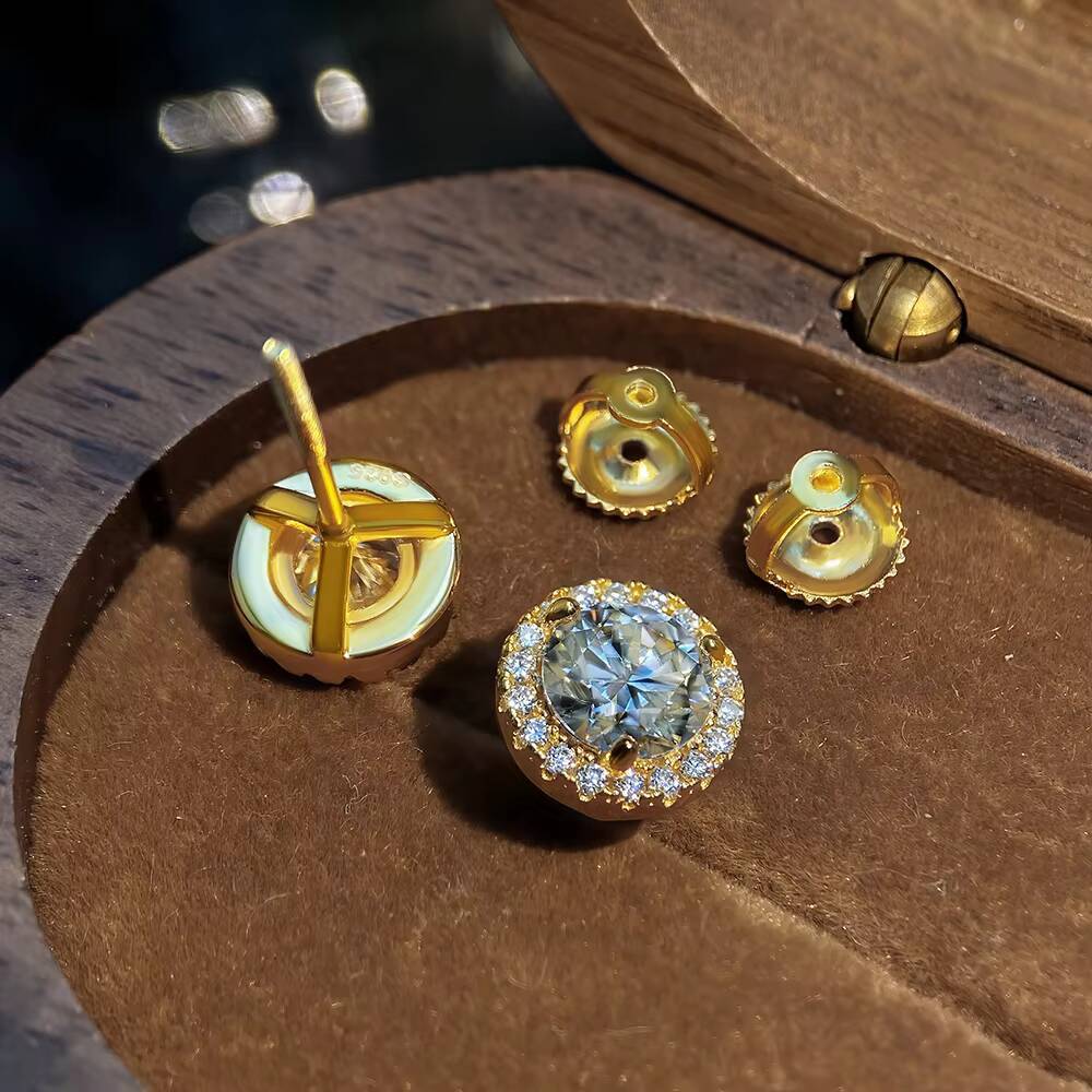 Vvs 88mm Moissanite Diamond Wedding Stud Earrings Screw Back Post for Women and Men