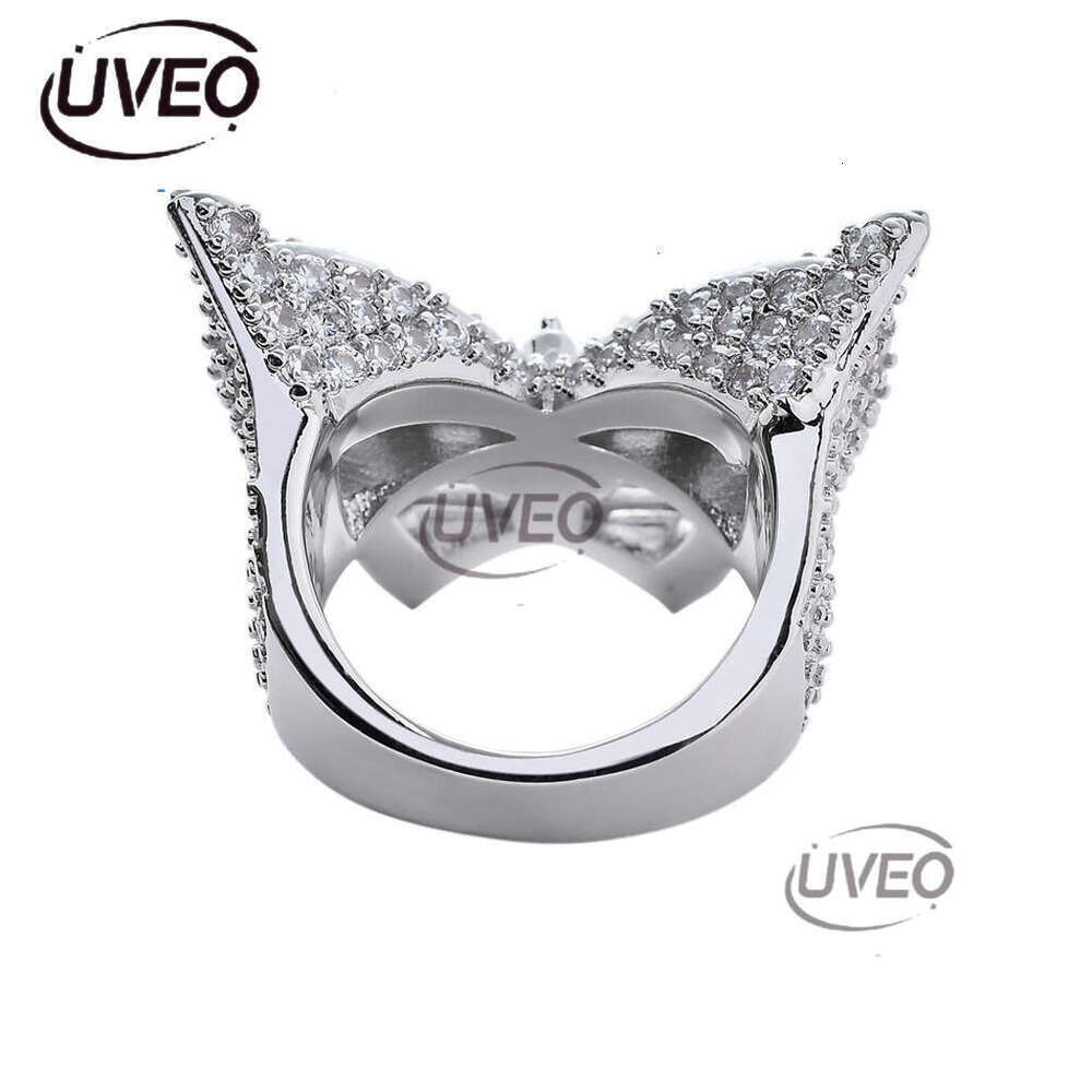 Luxury designer sterling silver hip hop butterfly ring, micro-inlaid ice out VVS Moissanite, hip hop ring for men and women
