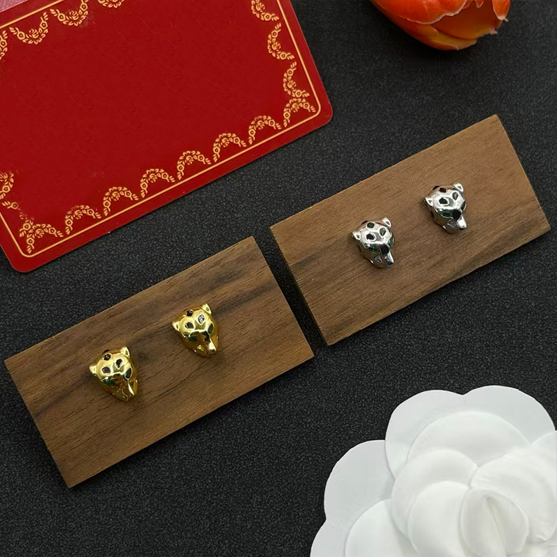 Classic Leopard Perforated Earrings Luxury Crystal Pattern Love Earrings High Quality Stainless Steel Jewelry Designer Earrings for Women