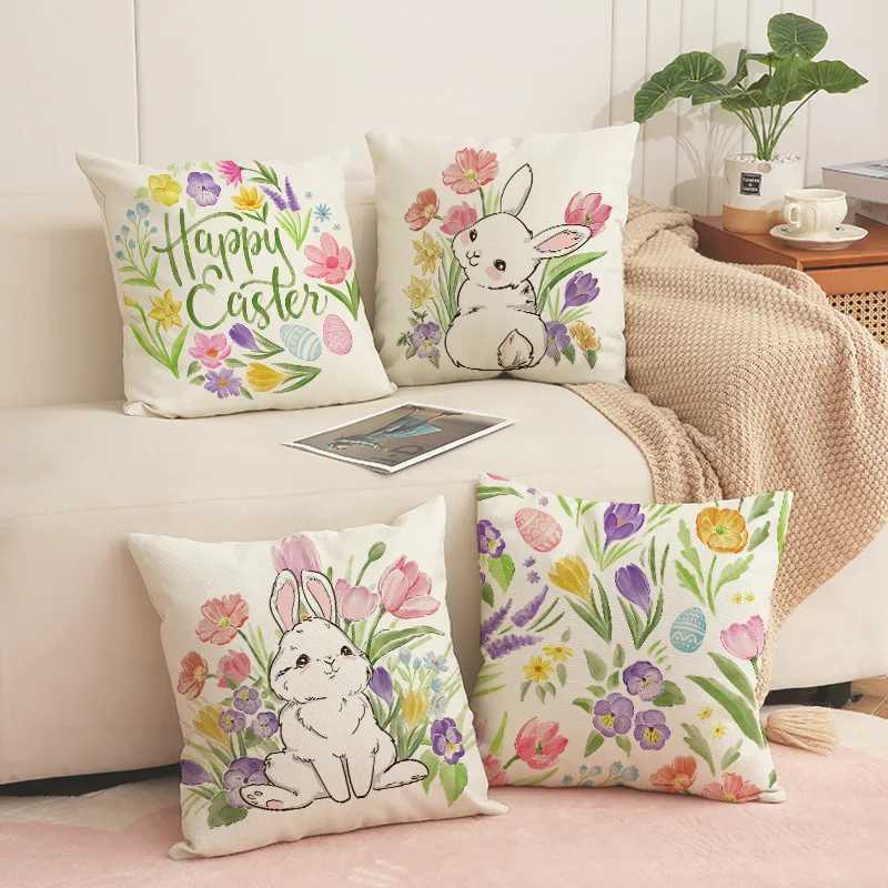 Easter flowers throw covers with digital printing of short plush fabric Car-shaped sofa cushion for office Home decorM251119