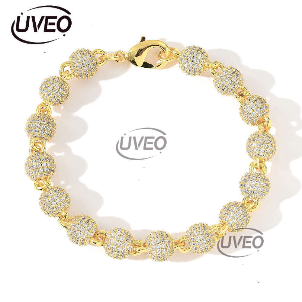 Luxury Hip Hop 8mm round bead neck collarbone chain full ice out VVS Moissanite Necklace bracelet for men and women Free delivery