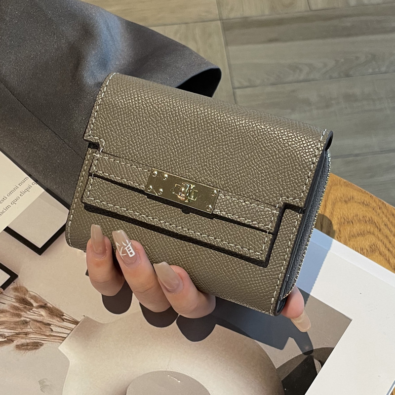 Multifunctional genuine leather wallet for women short style 2025 new model high-end niche design large capacity multiple card slots cowhide wallet