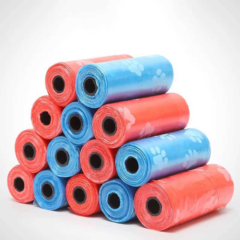 15 Bags Per Roll PE Dog Poop Bags Paw Print Pets Dogs Accessories for Dogs Cats Mascotas Products bolsas caca perro undefined C251119
