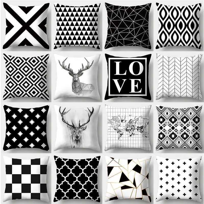 Black and White Series case Sofa Simple Home Style Cushion Cover Bedroom Living RoomM251119