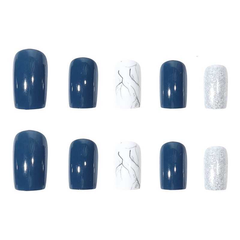 24 Pieces of Medium Size Almond Shaped Christmas with Various Patterns ABS Glossy Fake Nails1 Jelly Glue1 Nail FileT251118T251119