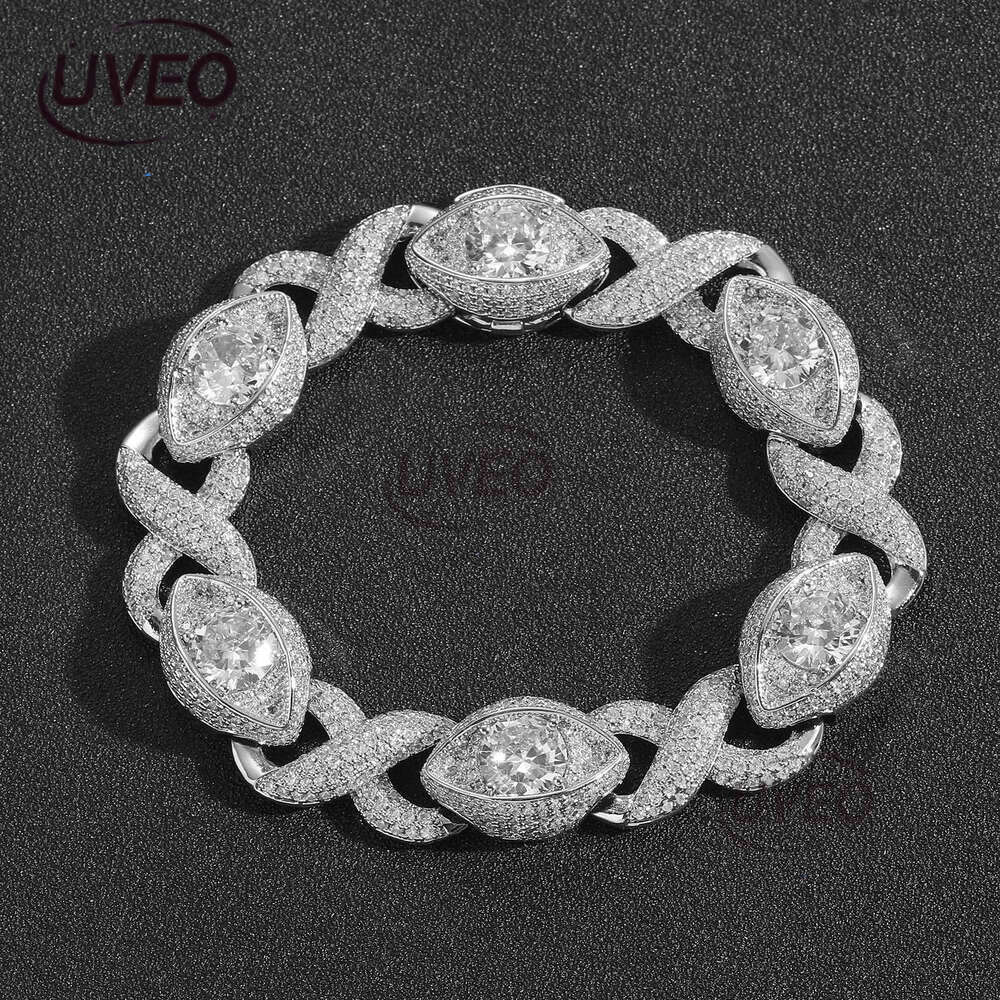 Luxury Hip Hop 15MM Infinite Eye 8-figure Cuban Chain with micro-inlaid Ice out VVS Moissanite, men's and women's bracelet Free delivery