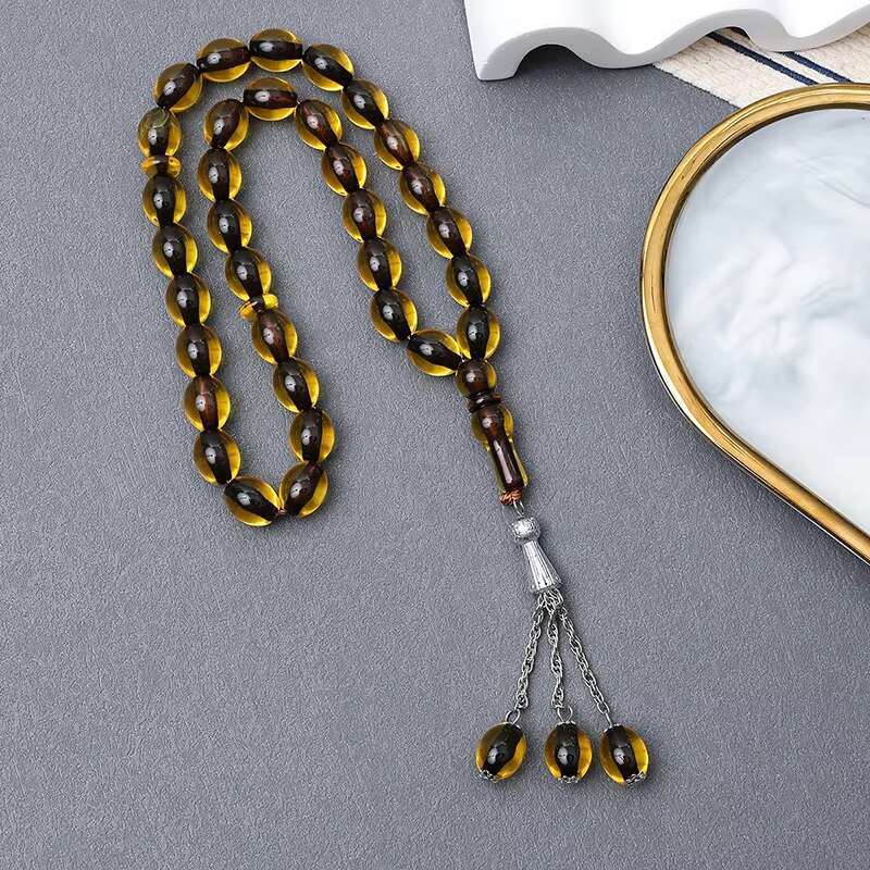 Trend Islamic Prayer Beads Crystal Rosary Necklace Chain Bracelets Muslim Tesbih Acrylic Religious Gift Unisex
