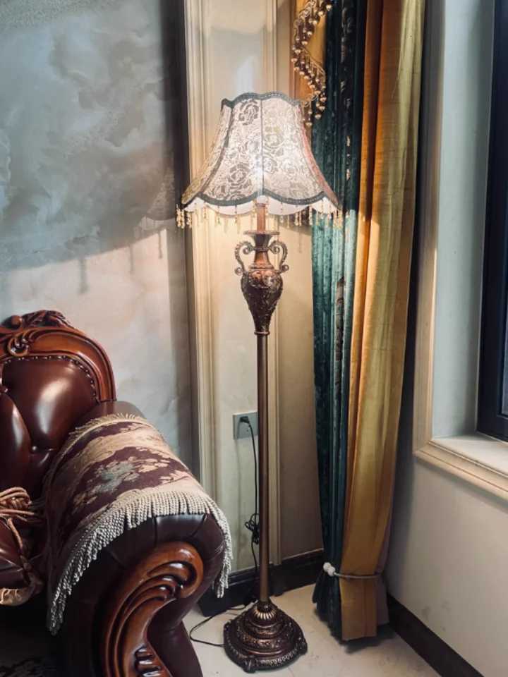 European Luxury Floor Lamp Retro Home Living Room Lamp Bedroom Bedside Lamp LED Lighting Desk Lamp Decorative Standing Light M251119