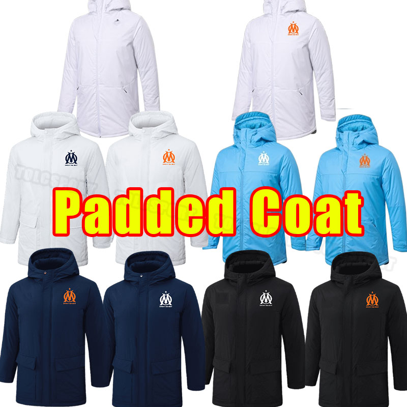 Cotton-Padded Hooded Jacket 24 25 26 MarseilE Soccer tracksuits GERSON BAKAMBU milik maillot de foot 2024 2025 2026 Camiseta PAYET GUENDOUZI KAMARA football coat men
