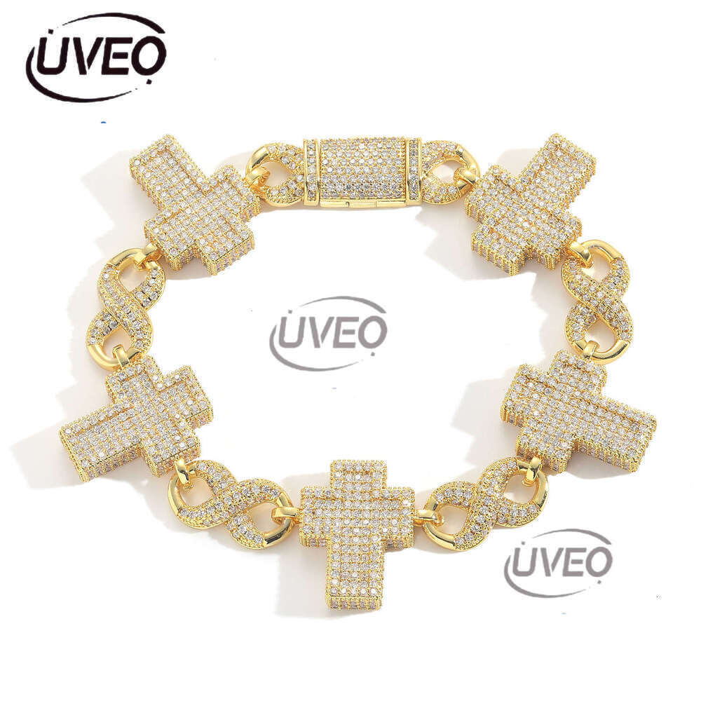Luxury Hip hop bracelet Cross figure-eight Cuban chain Ice out VVS Moissanite men's and women's bracelets Free delivery