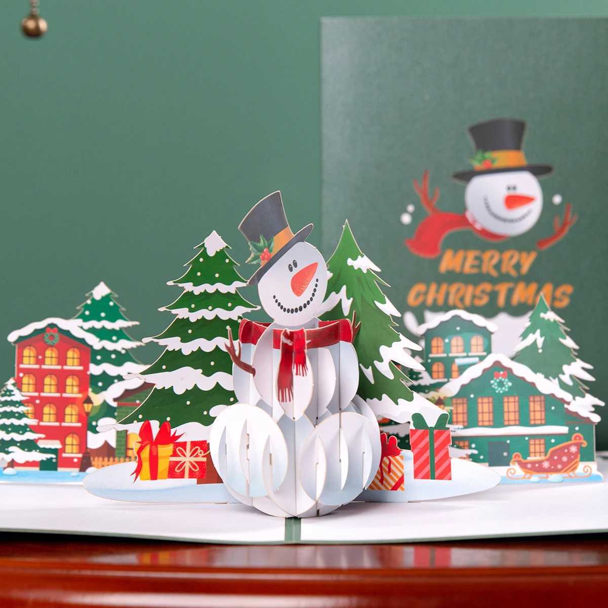 Merry Pop Up Christmas Cards for 3D Holiday Xmas New Year Greeting Cardfor Kids Wife Women Husband Gift G251119