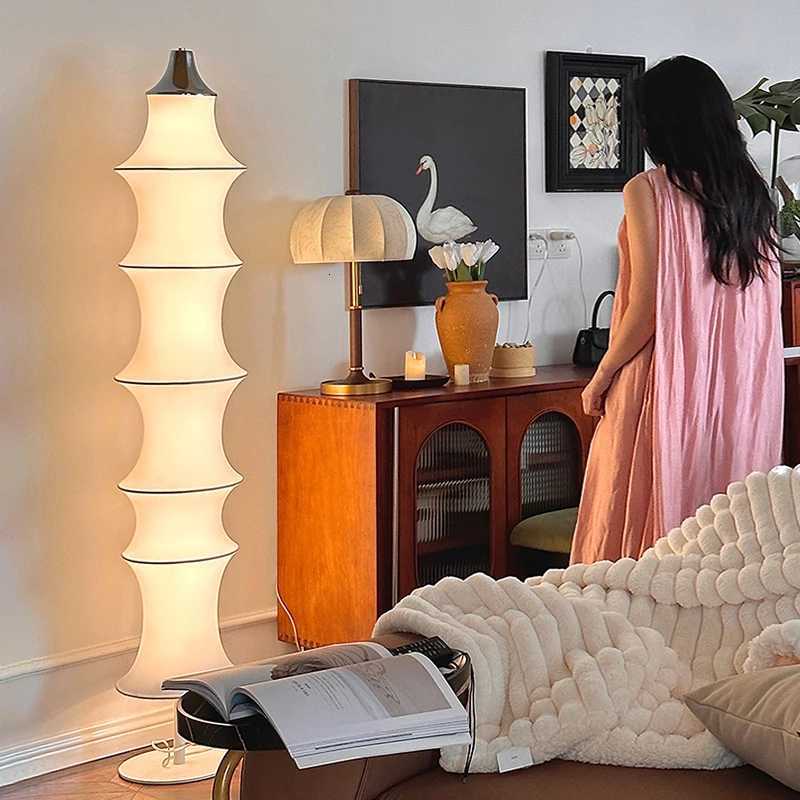 Nordic Minimalist Fabric Wabi Sabi Led Floor Lamp Japanese Silk Floor Lamp Living Room Home Decor Bedroom Corner Bedside Lamp M251119