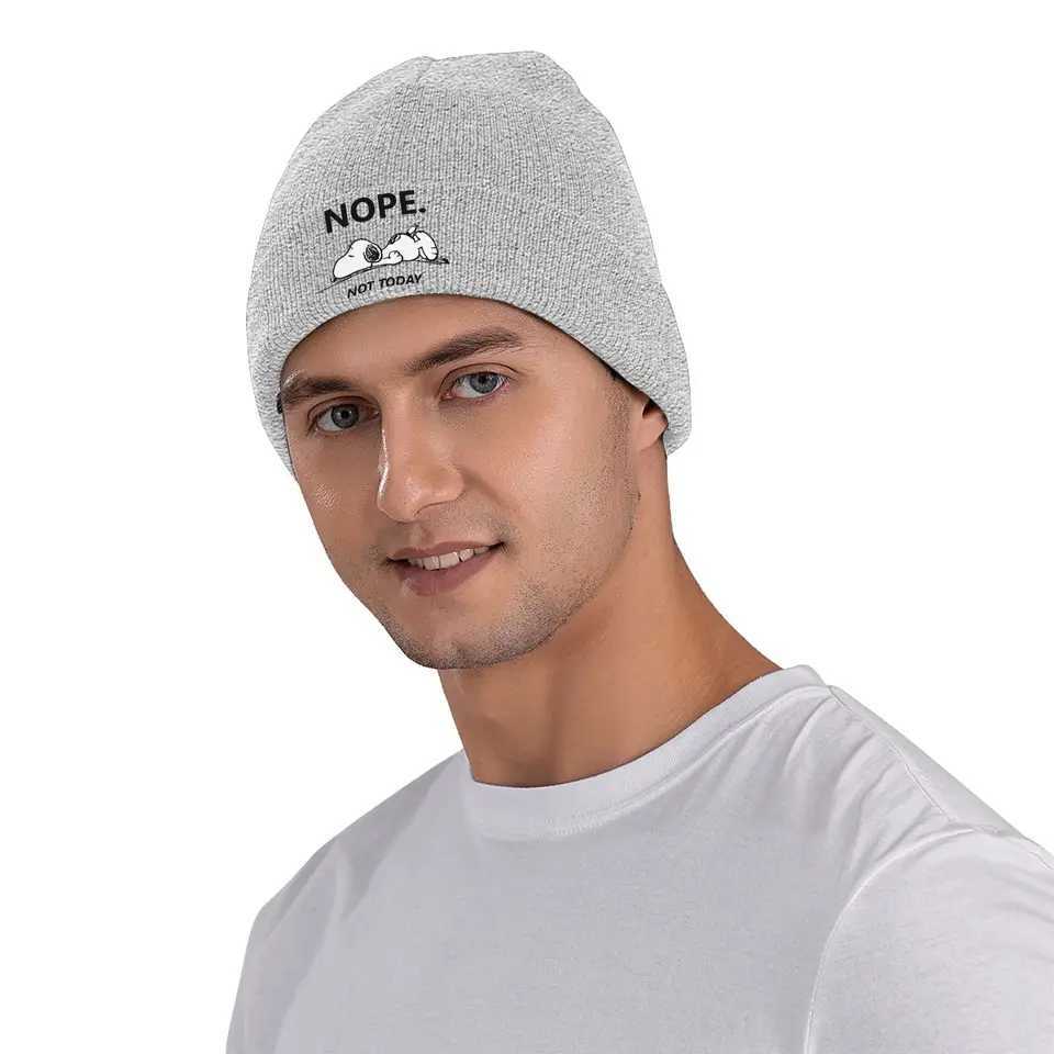 Custom Snoopys Nope Not Today Bonnet Hats Hip Hop Knit Hat For Men Women Winter Warm Skullies Beanies Caps G251119