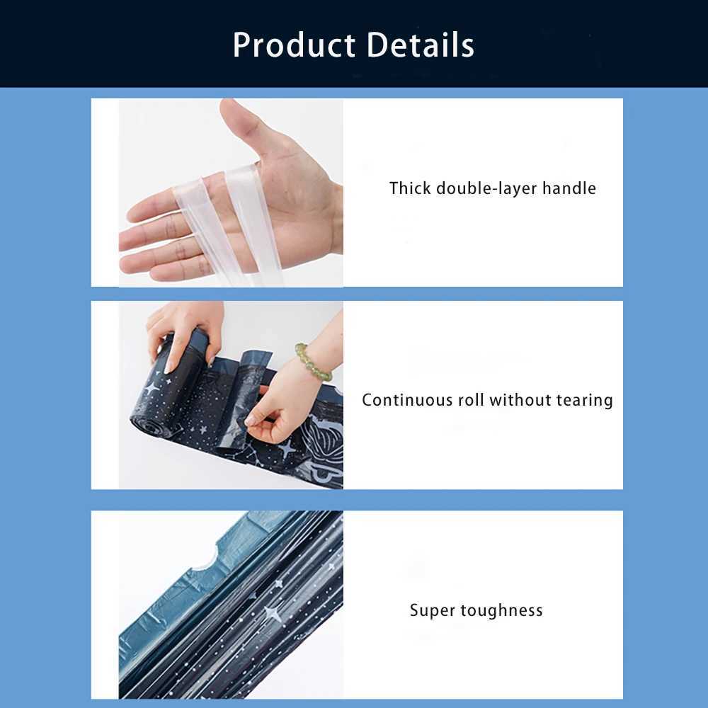 Non tear drawstring garbage bag for household use handheld thickened with rope kitchen bucket pocket cleaning C251119