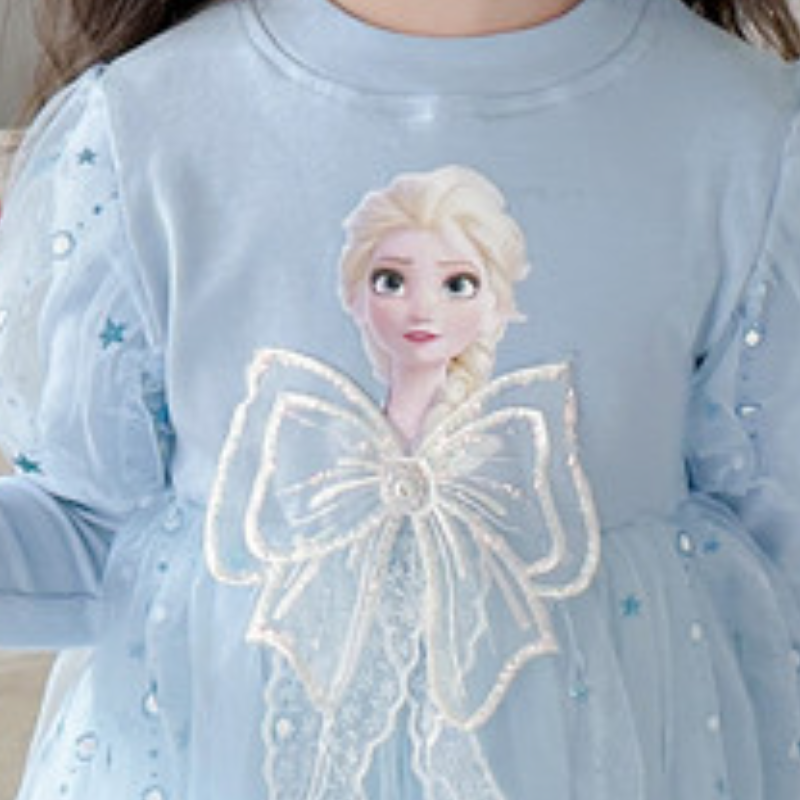 DISNEY Children's designer summer clothes little girl children's dress long-sleeved Elsa princess dress children's Ariel dress cotton m