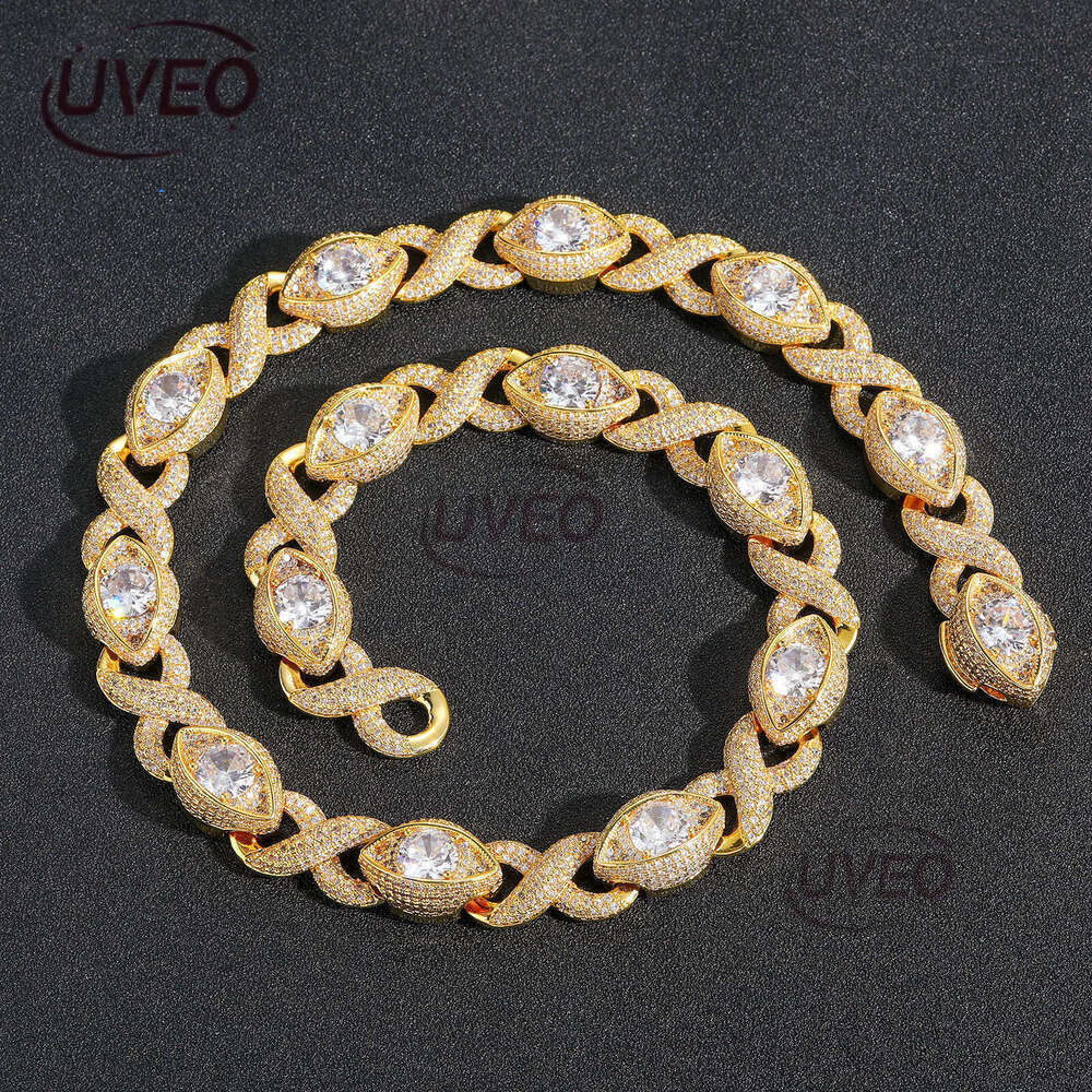 Luxury designer 15MM Infinite Eye 8-Figure Cuban Chain Ice Out VVS Moissanstone Hip Hop Men's Necklace with free shipping