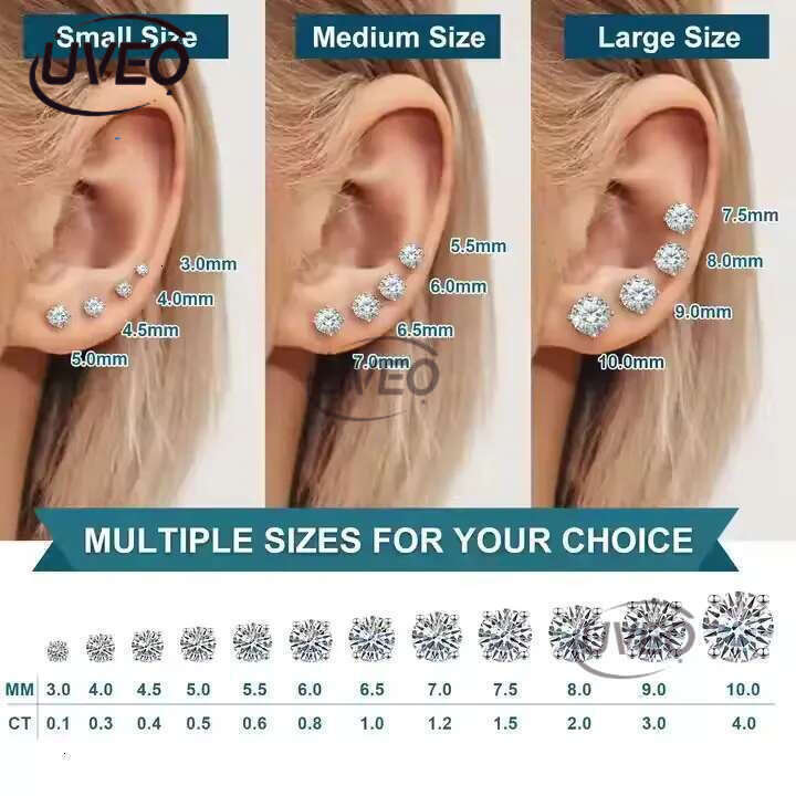 Screwback earring 3mm-10mm piercing jewelry 4 prongs set CVD HPHT lab grown stud in VVS Elegant Dazzg