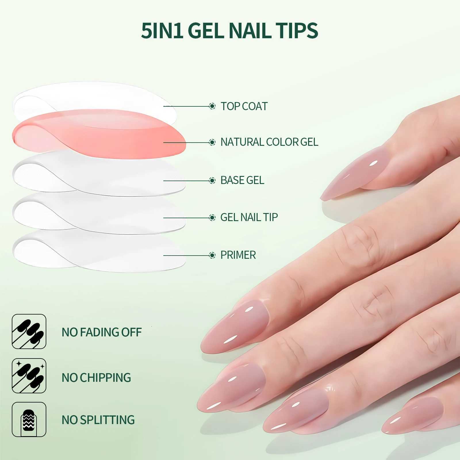 Nailpop Ultra Fit Press On Nails Extra Short/Medium Natural with Base Color Stronger Adhesion Nude Pre-shaped Soft Gel Nail TipsT251118T251119