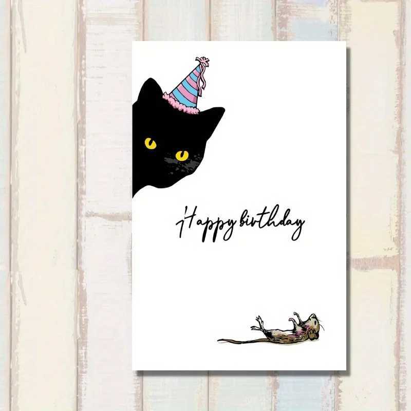 1pc funny for her husband best friend birthday card cat birthday card G251119