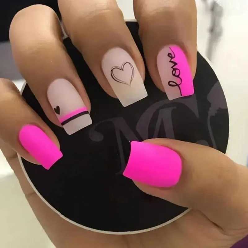24pcs Short Fake Nail Retro Wine Red Press on Nail With Line Sequins Design Fashion False Nail Tip Manicure Wearable DetachableT251118T251119