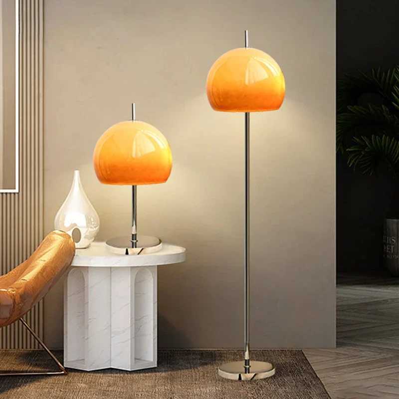 Bauhaus Living Room Retro Glass Table Lamp Gradient Orange Mushroom Floor Lamp Living Room Bedroom Atmosphere LED Lamp M251119