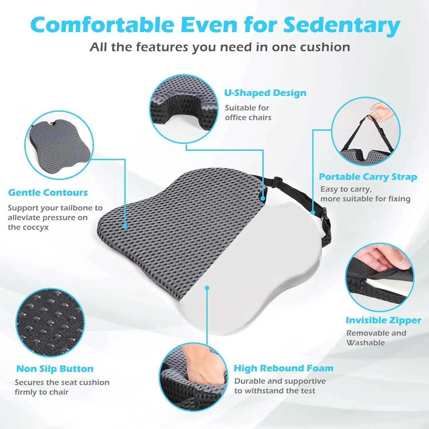 Car Wedge Seat Cushion Memory Foam Comfortable Seat Cushion-Orthopedic Support For Car Driver Seat Office Chair WheelchairsM251119