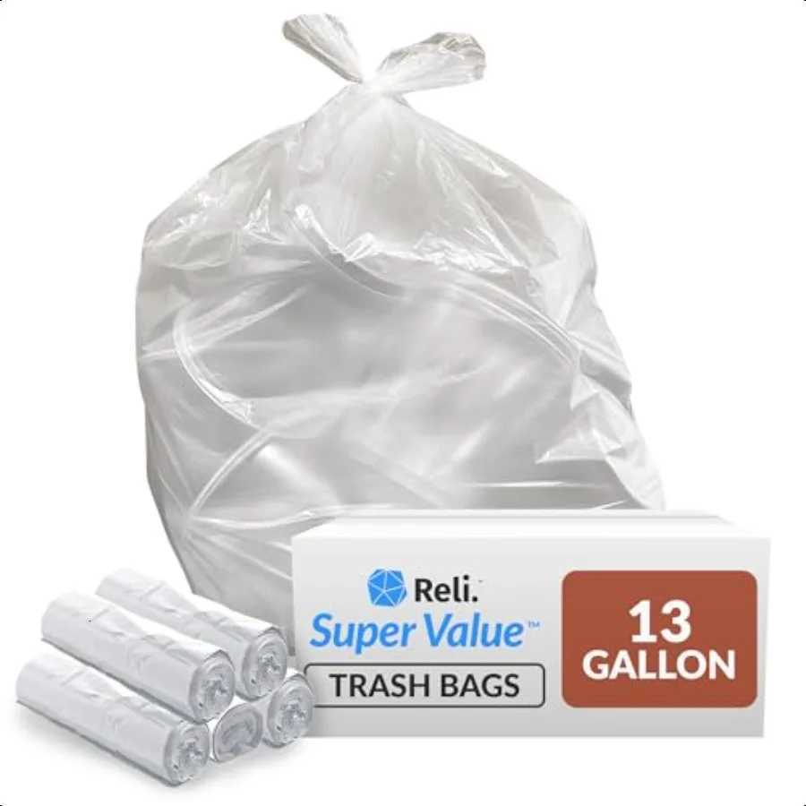 13 Gallon Trash Bags 250 Bags Clear Tall Kitchen Strong Garbage C251119