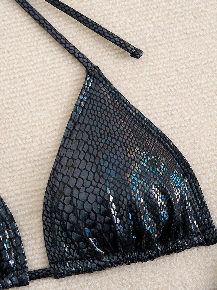 OIINAA Bikini Set Womens Sexy Swimsuit Two Piece Snake Skin Printed Womens Swimsuit No Back Summer Fashion Beach Wear 250414Z