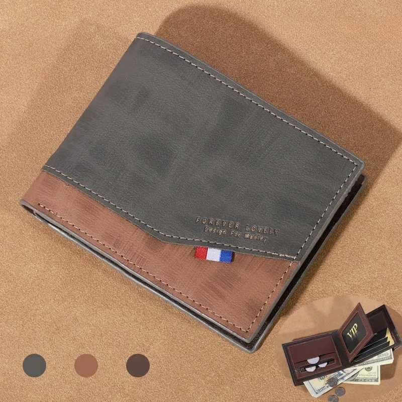 Mens Short Frosted Leather Wallet - Large Capacity with Multi-Slot Coin Pocket Photo Holder Compact Small Mens PursesT251119