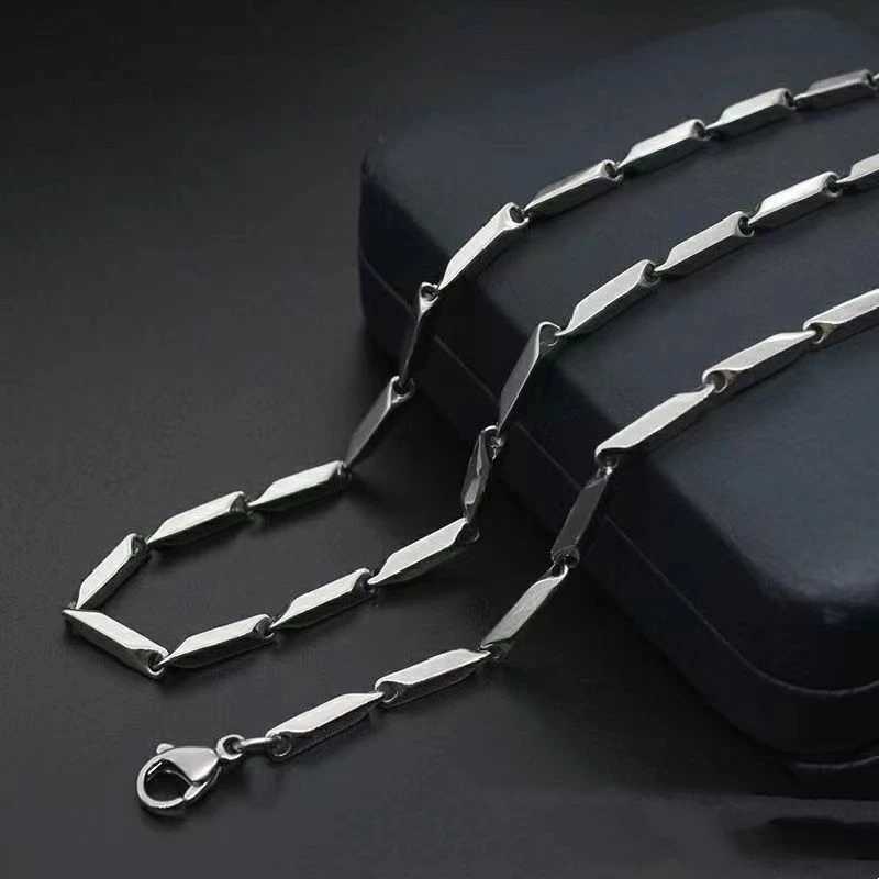 Hip hop Titanium Steel Necklace Handmade Square Diamond Chain Bamboo Chain Fashion Mens and Womens Kravik Chain AccessoriesT250418