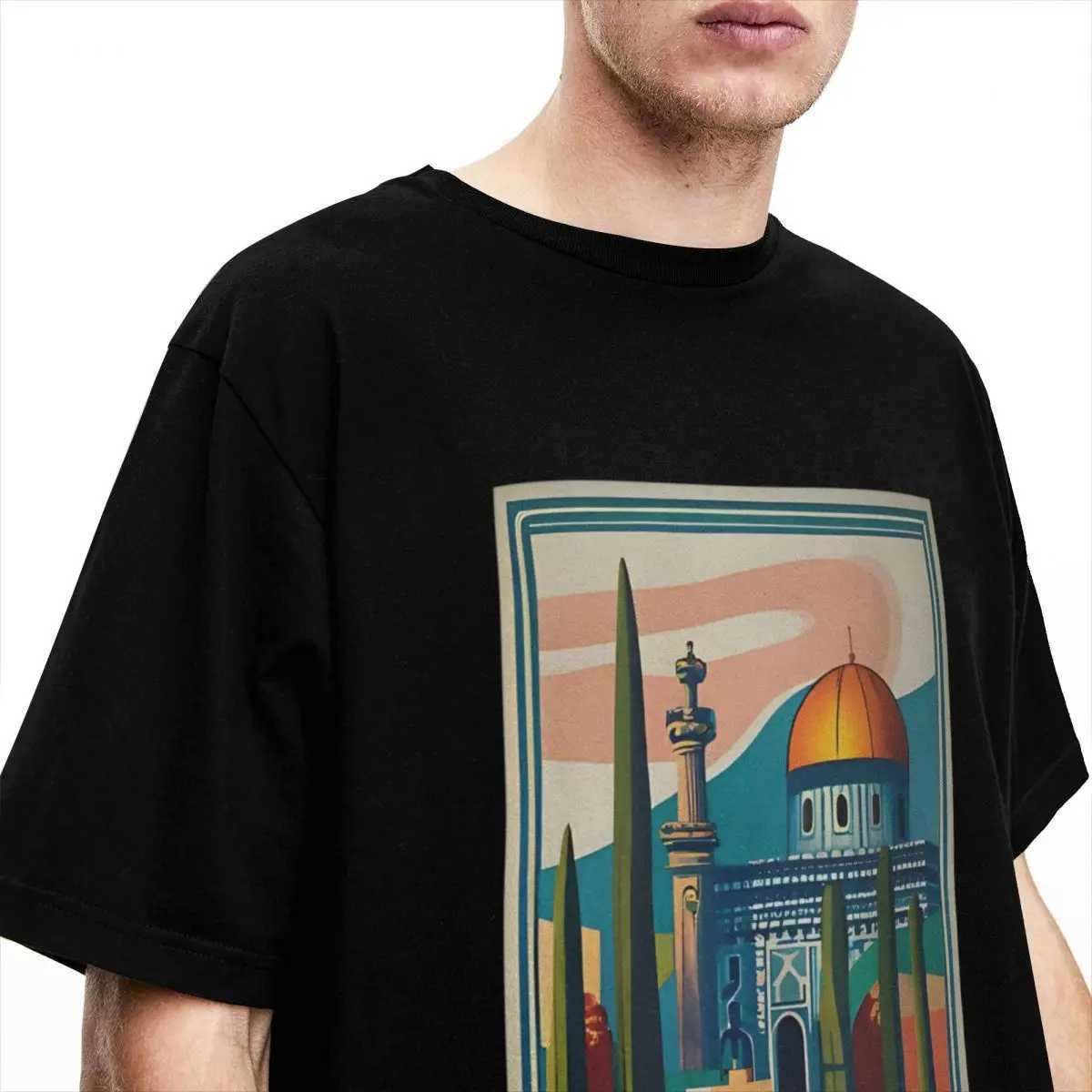 Couple T-shirt Retro Palestine Jerusalem Peace T-shirt Casual Summer T-shirt Aesthetic Printed Cotton Top Gift CreativityW250419